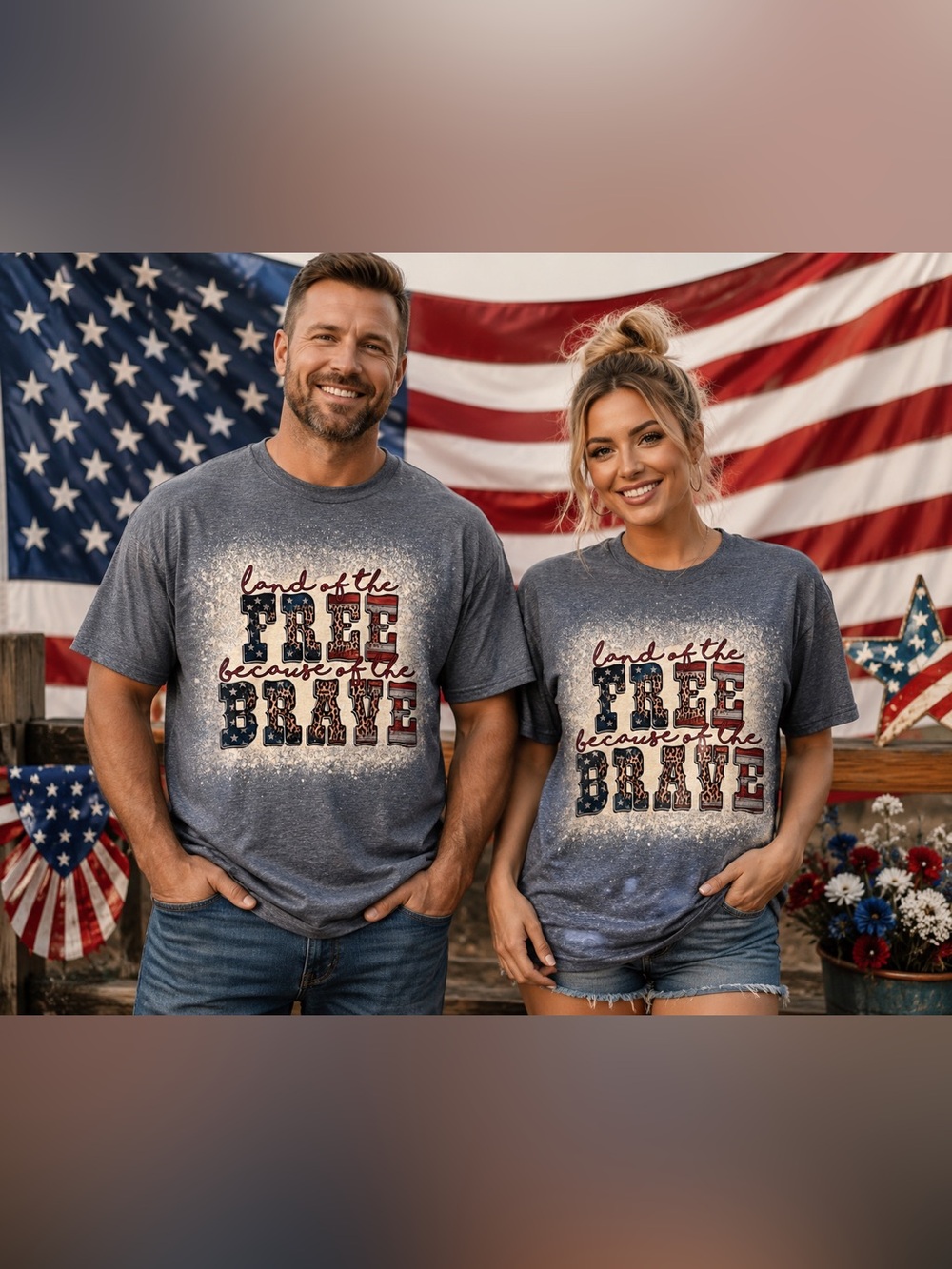 NWOT ‘Land of the Free Because of the Brave’ Unisex T Shirt Top (1 Shirt Size XL - Picture 2 of 9